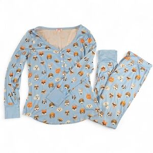 Jordann Jammies Dog Print Pajama Set Size Large | Soft Stretchy Loungewear